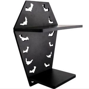 COFFIN BAT SHELF!! Black Mini Wooden Wall Shelving Kit NIB